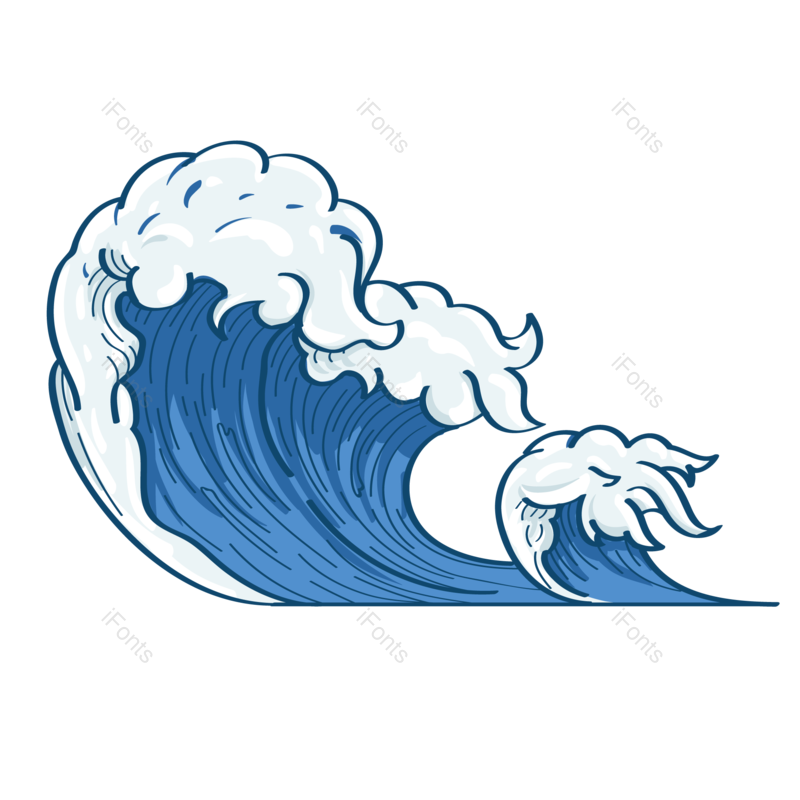 水花图片,蓝色元素,手绘波浪PNG,浪花免抠素材